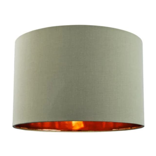 Happy Homewares Contemporary Olive Cotton 12 Table/pendant Lamp Shade With Shiny Copper Inner