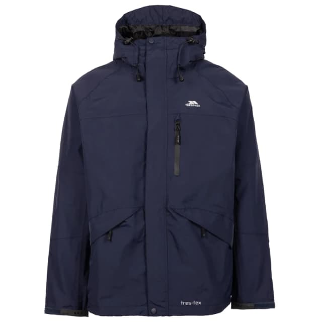 Trespass Trespass Men Corvo Hooded Full Zip Waterproof Jacket Coat in Navy Size: X-Small Navy XS Male 5063238141858