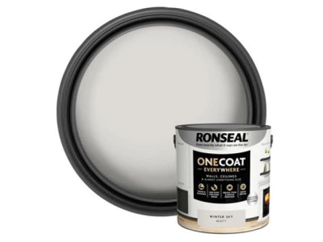 Ronseal One Coat Everywhere Multi Surface Matt Paint Winter Sky - 2.5L Grey