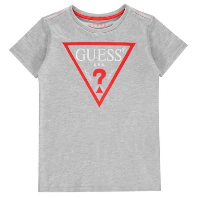 Guess Logo T Shirt Light Grey LHY male 10 Yrs