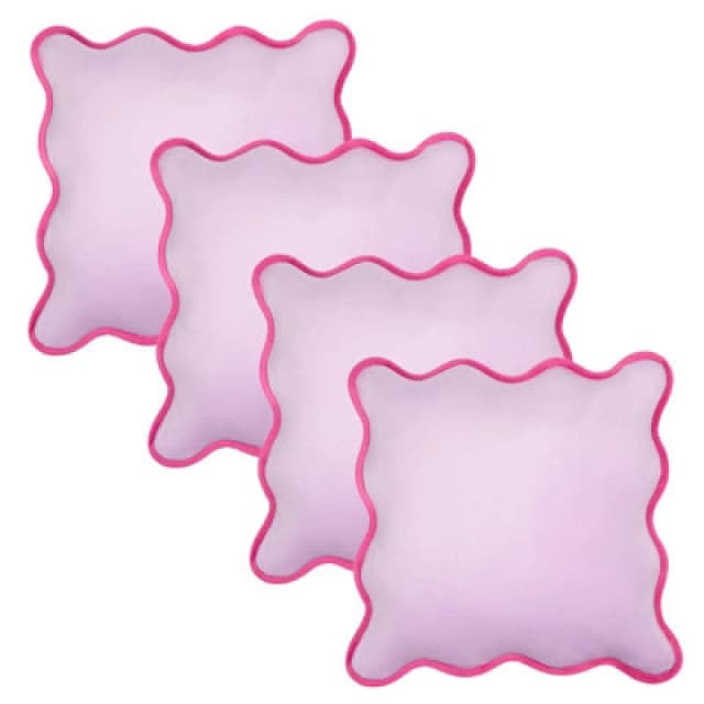 OHS OHS 4 Pack Matte Velvet Scallop Edge Cushion Covers Home Decor Set in Lilac Size: 45cm x 45cm Lilac 45cm x 45cm Unisex 5027434218288