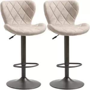 Adjustable Bar Stools Set of 2 Swivel Barstool w/ Footrest Gas Lift for Kitchen Light Grey - Khaki