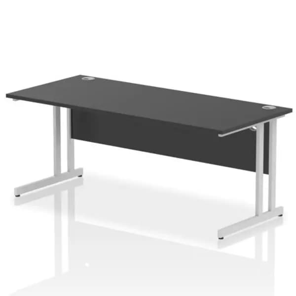 Impulse Impulse 1800 x 800mm Straight Office Desk Black Top Silver Cantilever Leg IRDC18SBLK