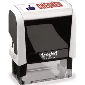 Trodat Printy 4912 46mm x 18mm Self Inking Word Stamp RedBlue Checked