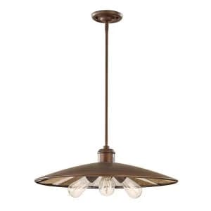 3 Light Large Dome Ceiling Pendant Bronze, E27