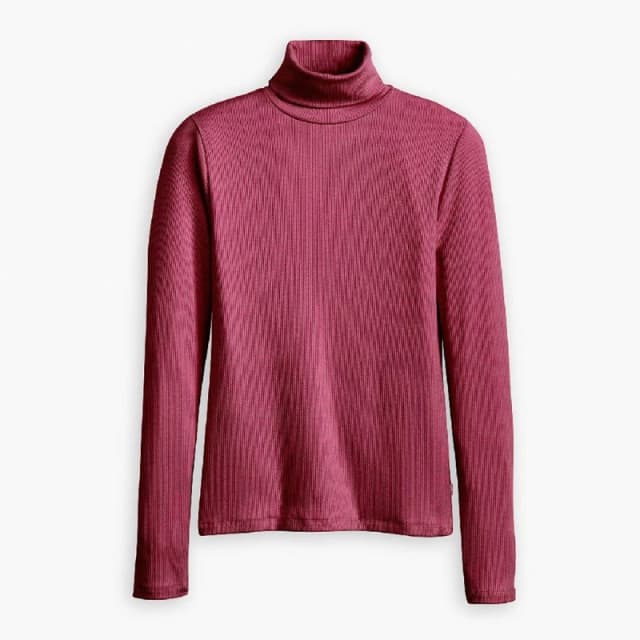 Levis Womens Dreamy Turtleneck Burgundy Long Sleeve T-Shirt Burgundy female 8 (XS)