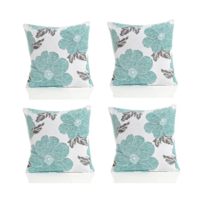 Alan Symonds Poppy Chenille Cushion Set of 4 Blue unisex 45x45cm