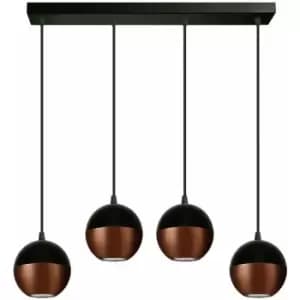 Helam Lighting - Helam Midway Straight Bar Pendant Ceiling Light Black, Copper 60cm