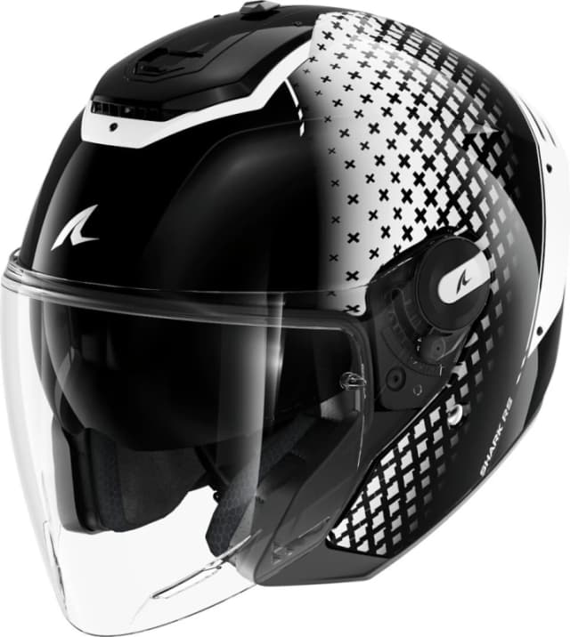 Shark RS Jet Stride Jet Helmet, black-white, Size L for Men