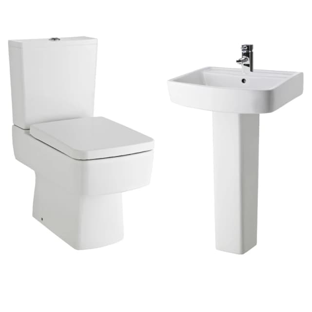 Balterley Compact Semi Flush to Wall Toilet Cistern Seat Basin Full Pedestal White unisex