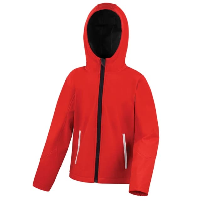 Result Core TX Performance Hooded Soft Shell Jacket in Red Size: 11-12 Years Red Unisex 11-12 Years