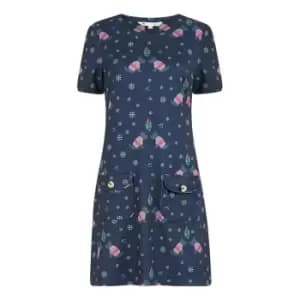 Yumi Navy Mistletoe Terrier Tunic Dress - Blue