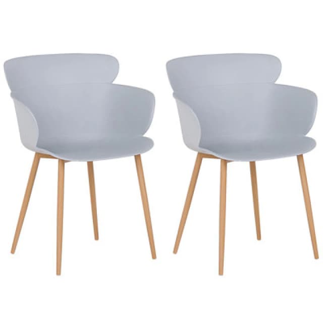 Beliani Set Of 2 Dining Chairs Sumkley Light Grey