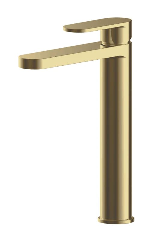 Balterley Current Round High Rise Mono Basin Mixer Tap - Brushed Brass Bronze