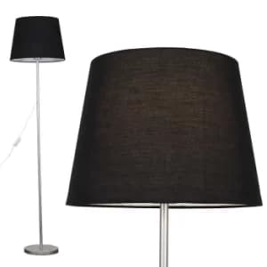 Charlie Brushed Chrome Floor Lamp with Black Aspen Shade