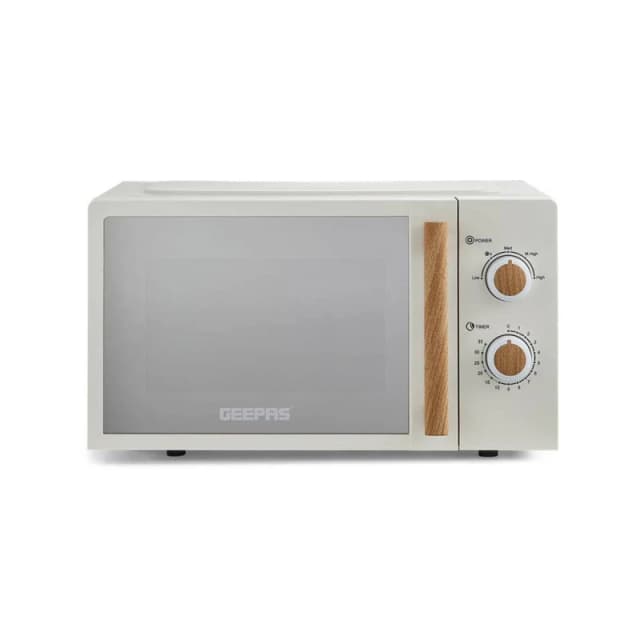 Geepas 20L NORDiQ Microwave Oven 700W 5 Power Levels, Mirror Door in Cream Cream Unisex