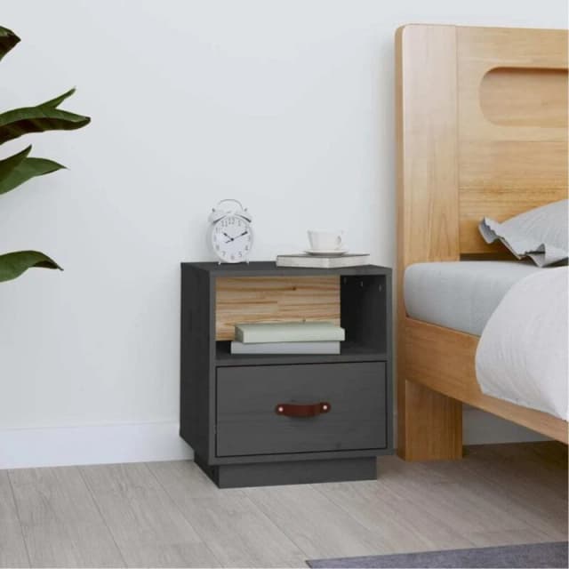 VIDAXL Bedside Cabinet Grey 40x34x45cm Solid Wood Pine Vidaxl 8720287203841