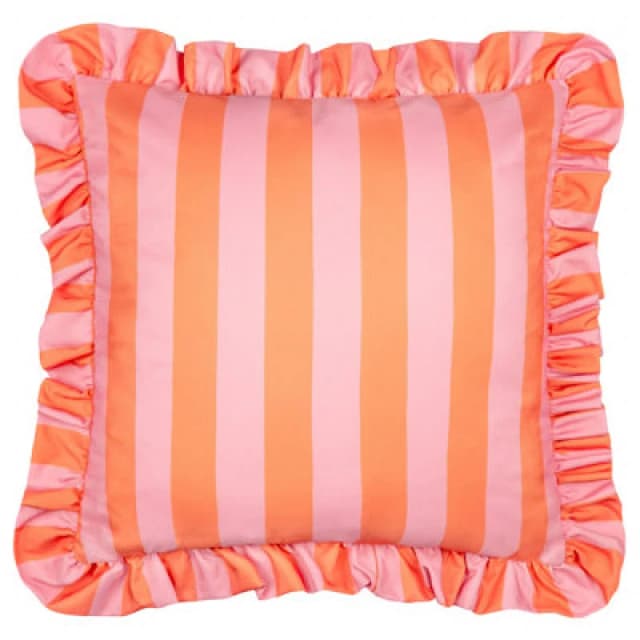 Furn Palm Royale Stripe Ruffle 50X50 Outdoor Polyester Cushion Pink/Orange Orange WXNPU Unisex