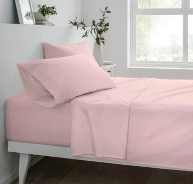 Smart Living Smart Living Polycotton Bed Linen Luxury Fitted Bedsheet or Pillowcase Non Iron in Pink Size: King Fitted Pink King Fitted Unisex 65703