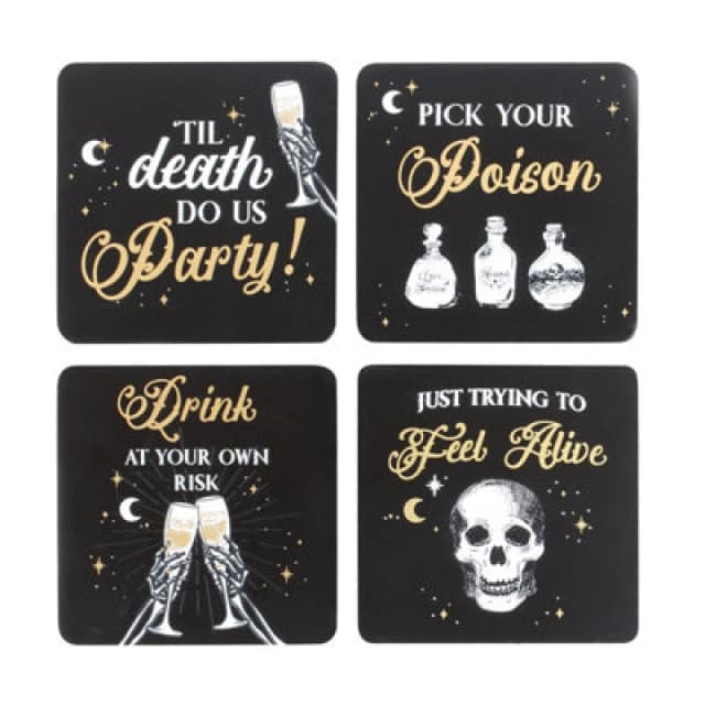 Something Different Something Different Til Death Do Us Party Coaster Set in Black One Size Unisex 5063470806294