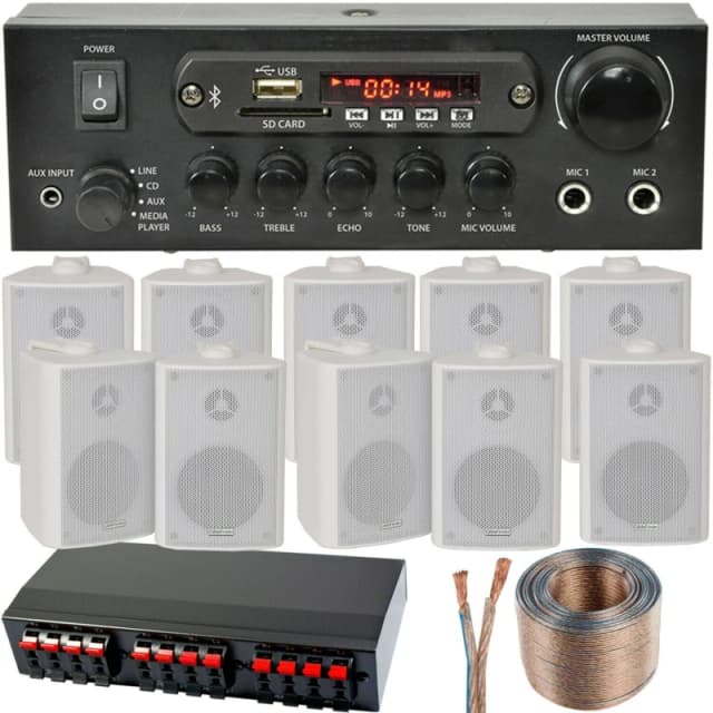 Loops 10 Speaker 5 Zone Background Music Kit Bluetooth Sound System Restaurant Shop Multi unisex