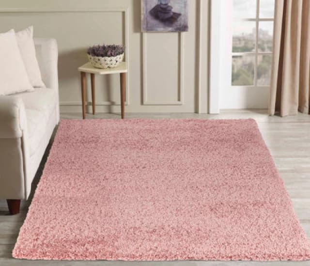 Desire Rugs Plain Living Room Shaggy Area Rugs Baby Pink 60X110 Cm