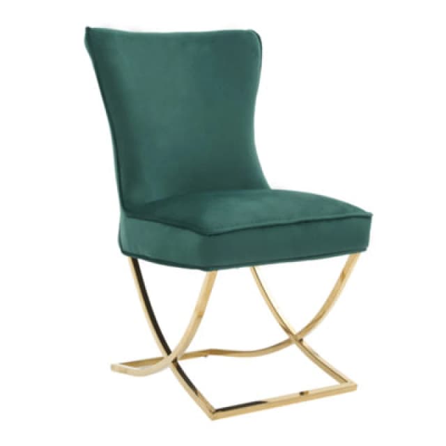 Life Interiors Life Interiors Single Trafalgar Velvet Tufted Dining Chair with Chrome Silver Legs in Green Green One Size Unisex 5060926381350