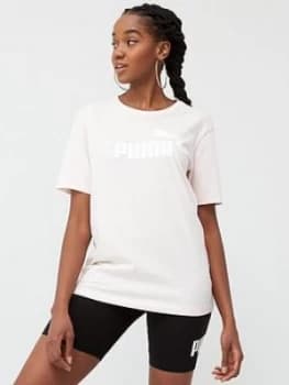 Puma Ess+ Logo Boyfriend T-Shirt - Pink