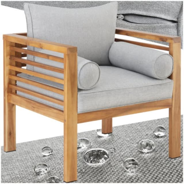 Tectake Garden Chair Boka - Thick Cushions, Heat-Treated Wooden Frame, Weather-Resistant - Brown - Per Piece