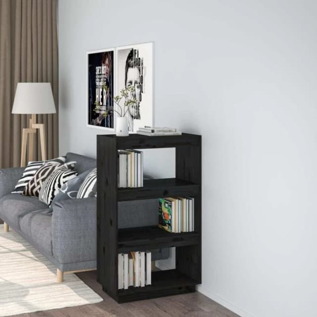 VIDAXL Vidaxl - Book Cabinet/Room Divider Black 60x35x103cm Solid Wood Pine 8720286815991