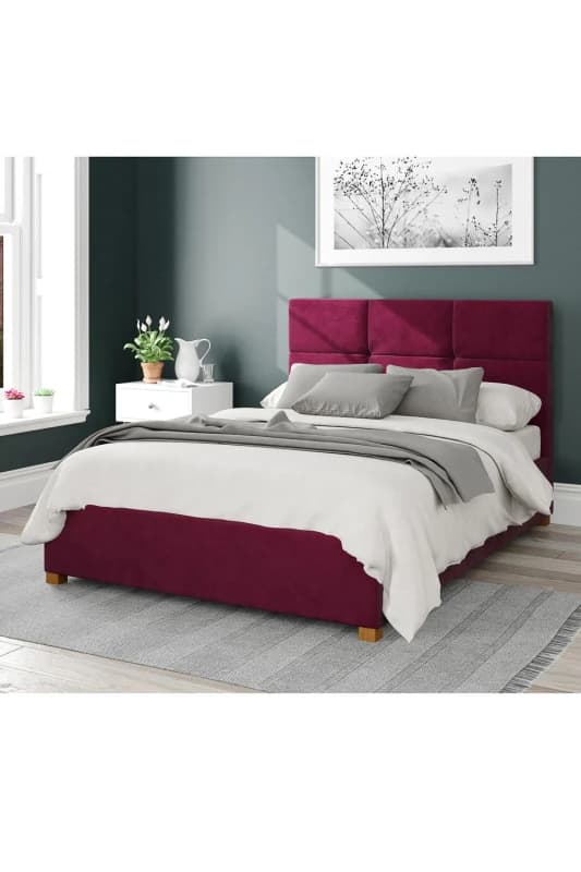 Aspire Aspire Caine Upholstered Ottoman Storage Bed, Plush Velvet Fabric in Wine Size: Double Wine Double Unisex 5057632188236