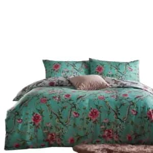 Furn Chinoiserie Vintage Duvet Cover Set (Single) (Bright Jade)