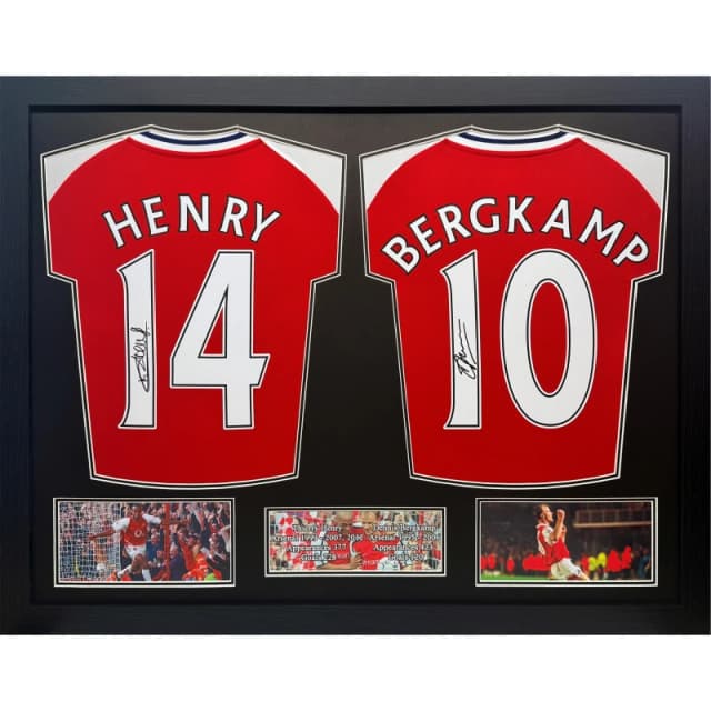 Arsenal FC Henry Bergkamp double signed Arsenal shirt display Red unisex One Size