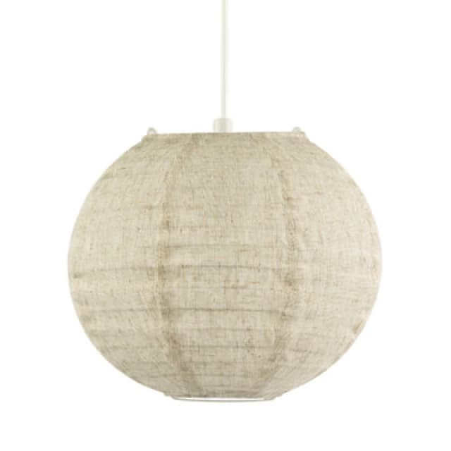 Happy Homewares Chic Natural Linen Fabric Oatmeal Spherical Pendant Lighting Shade