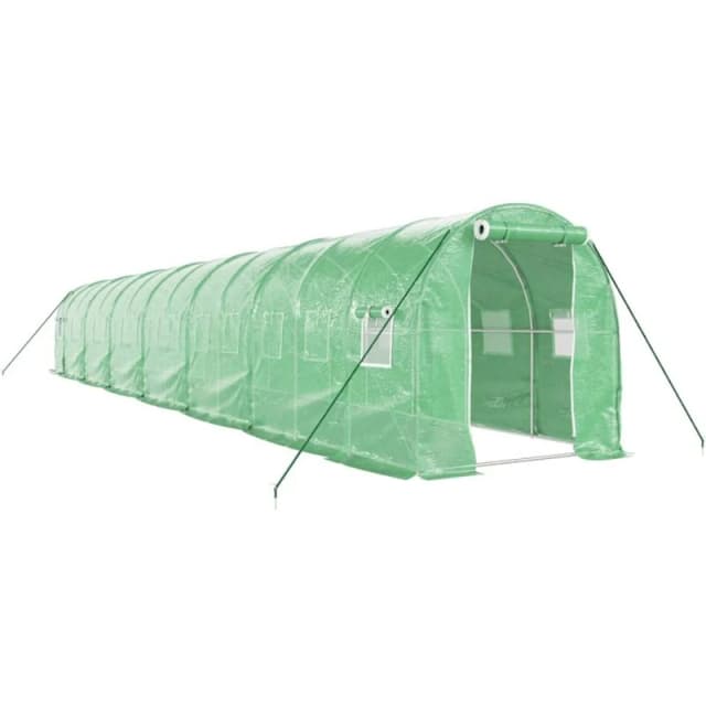 vidaXL Greenhouse with Steel Frame Green 28 m 14x2x2 m, Green 3188022