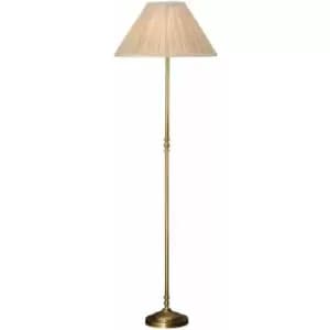 Loops - Luxury Georgian Floor Lamp Solid Brass & Beige Organza Pleated Shade 1.75m Tall