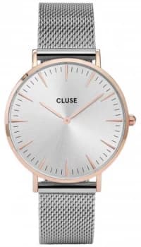 CLUSE La Boheme Rose Gold Case Silver Mesh Silver Watch