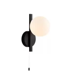 Riomaggiore Bathroom Wall Lamp Matt Black & Matt Opal Glass IP44