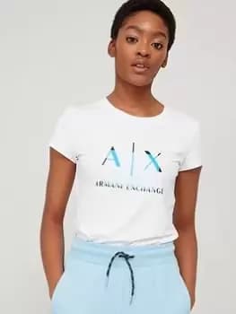Armani Exchange Stretch Cotton Logo Tee - White Size M Women