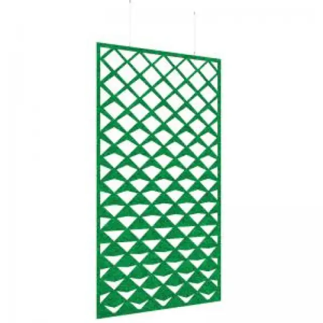 Piano Chords Acoustic Patterned Hanging Screens In Dark Green H2400 x W1200mm with Hanging Wires And Hooks - Reflection