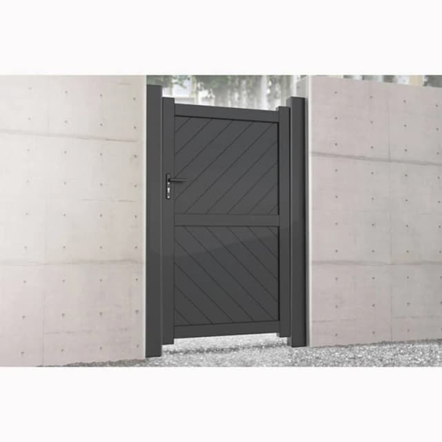 Ready Made Gates Pedestrian Gate 1200x2000mm Grey - Diagonal Solid Infill & Flat Top Grey Unisex