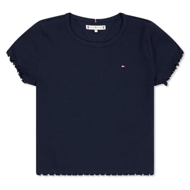 Tommy Hilfiger Kids Essential Rib Short Sleeve Crop Top Night Navy C1G female 8Y