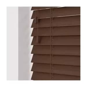40cm Chocolate Faux Wood Venetian Blind With Strings (50mm Slats) Blind With Strings (50mm Slats)