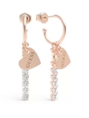 Guess Guess Heart To Heart Ladies Drop Earrings, Rose Gold, Women