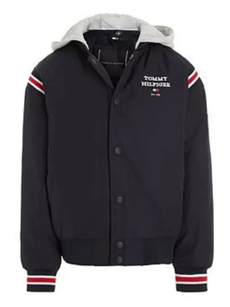 Tommy Hilfiger Boys Th Logo Bomber Jacket - Navy, Size Age: 14 Years