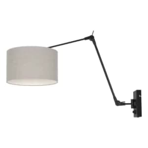 Prestige Chic Wall Lamp with Shade Matt Black, Linen Grey