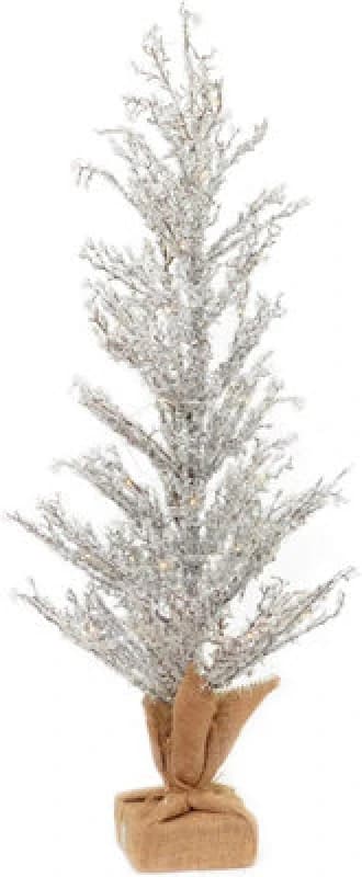 Shatchi 18" Pre-Lit Christmas Tree Battery USB Operated Warm White Lights Home Window Decor White