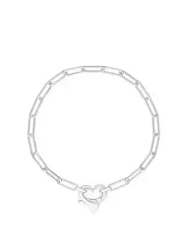 Simply Silver Sterling Silver 925 Open Heart Closure Bracelet