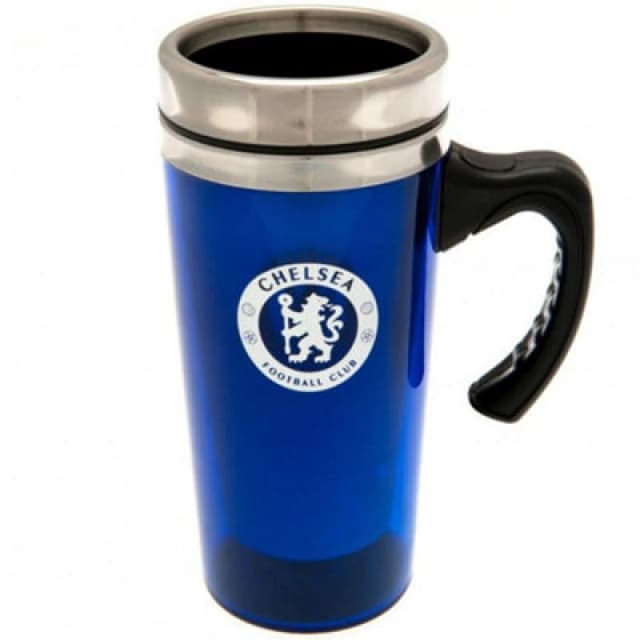 Chelsea FC Chelsea FC Official Aluminium Travel Mug in Blue Blue One Size Unisex 5059000781766