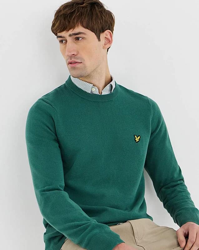Lyle & Scott Lyle & Scott Cotton Crew Neck Jumper Green - Lyle & Scott - Size: XL Green Male XL LC03503